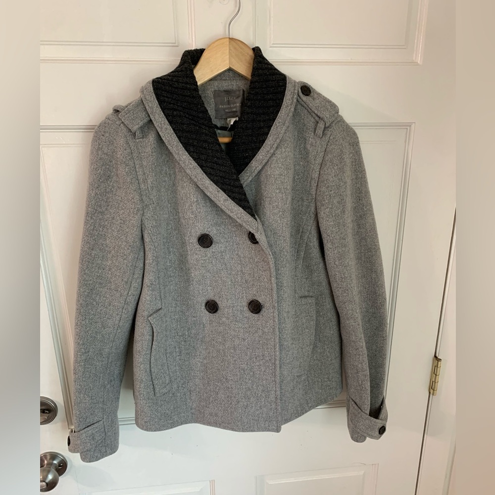 J Crew Colorblock Gray Charcoal Nello Gori Stadium Cloth Coat 8